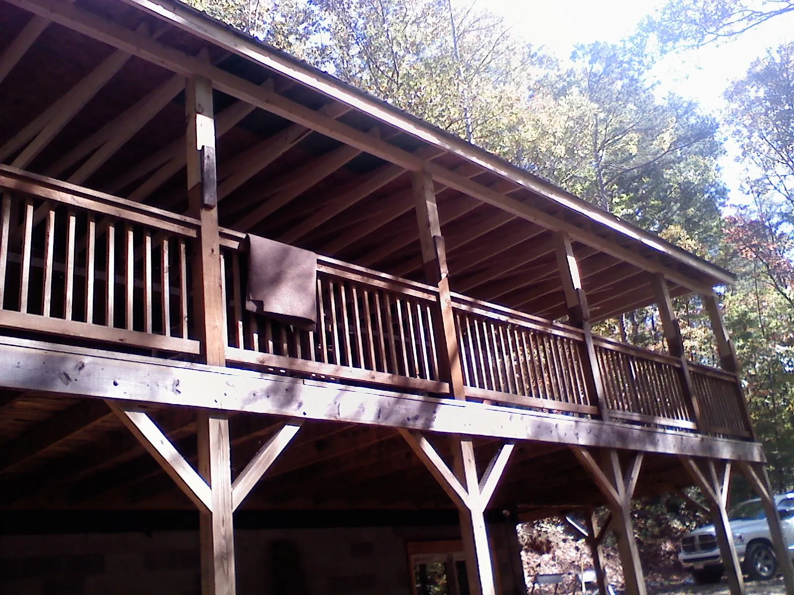 Timber framing under a new elevated porch and deck — Roof Leak Repair in Perryville by Roofing Brothers